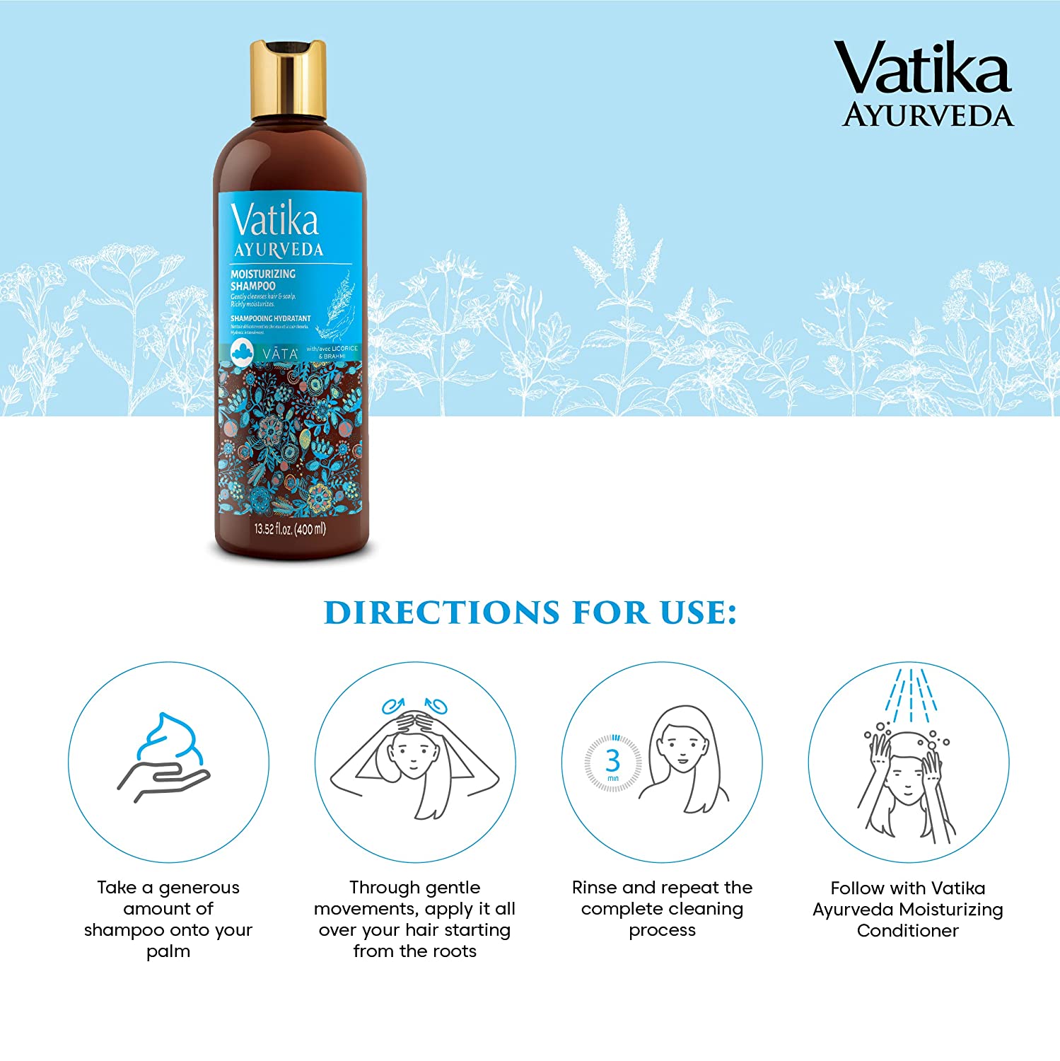Vatika Ayurveda Moisturizing Shampoo (For Vatā)